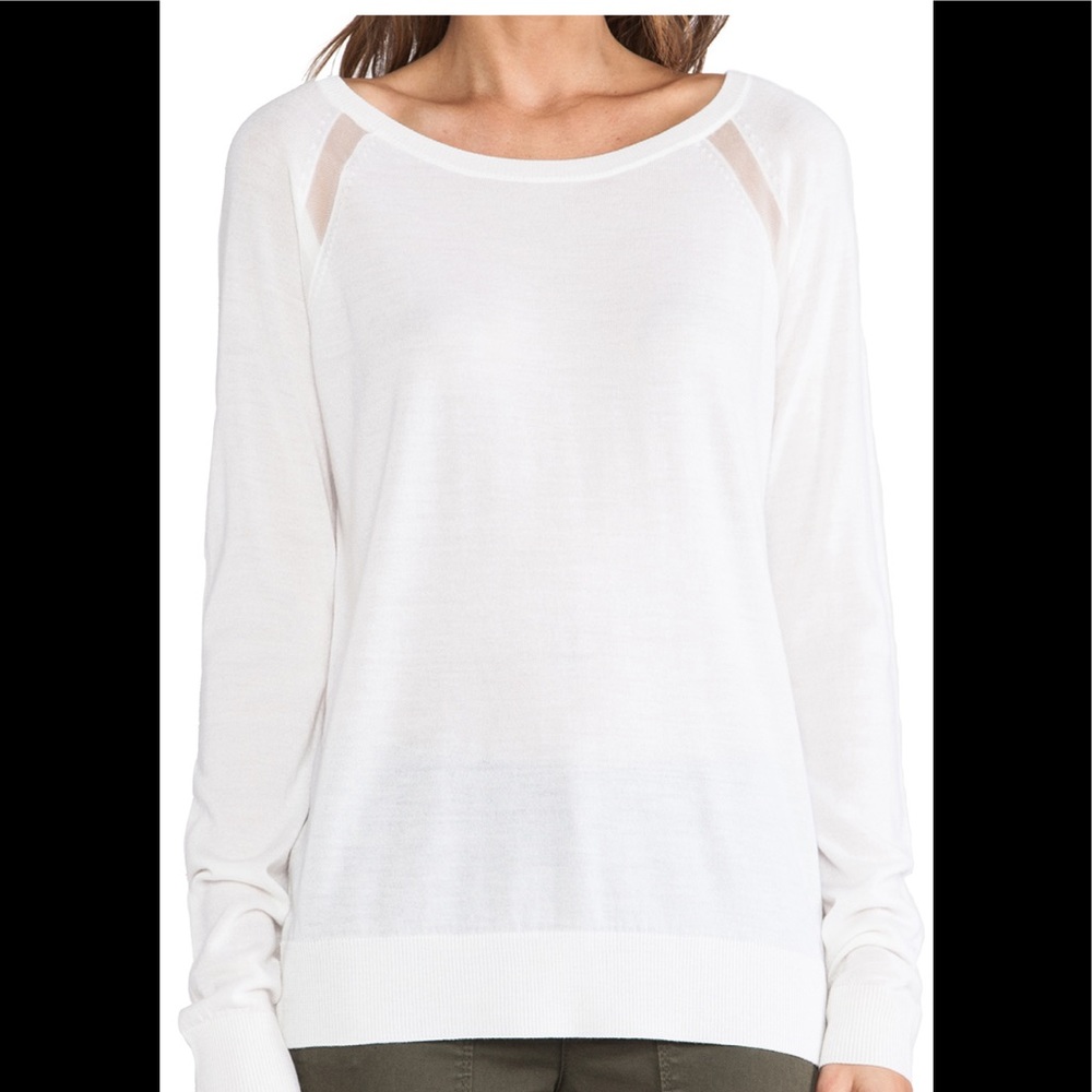 Ivory Vince Sweater with Sheer panel on shoulders